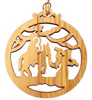 Journey to Bethlehem Olive Wood Ornament - Christmas Ornament