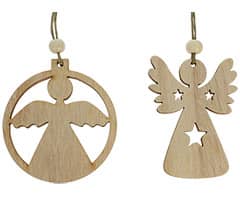 12 Wooden Angel Ornament - Christmas Ornament Set