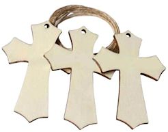 Unfinished Wood Cross - DIY Christmas Ornaments (Pkg of 14)