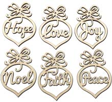 Wooden Christmas Ornaments Set of 6 - Wooden Tree Decorations