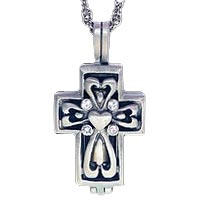 In Loving Memory Urn Cross Pendant Silver