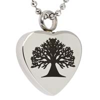 Tree of Life Ashes Necklace with a Heart Urn Pendant