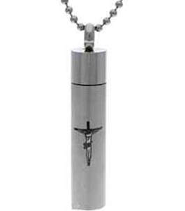 Crucifix Cremation Ash Urn Necklace Memorial Jewelry