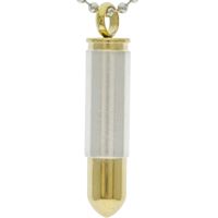 Stainless Steel Bullet Necklace - Silver or Silver & Gold Bullet Pendant