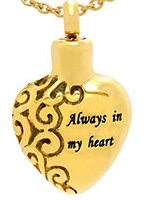 Gold Always in My Heart Memorial Ash Necklace