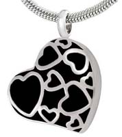 Hearts Memorial Urn Necklace Silver