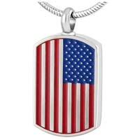 American Flag Ashes Necklace Dog Tag