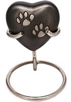 Dogs Paws Heart Urn for Shelf Nickel Plated 