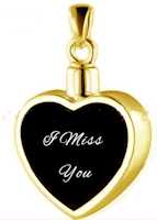 I Miss You Memorial Ash Urn Necklace Gold