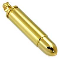 Gold Bullet Ash Urn Necklace Stainless