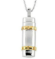 Sterling Silver 14kt Gold Cylinder Ash Holder Pendant