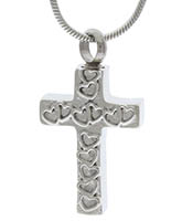 Love Hearts Cross Memorial Urn Necklace Stainless