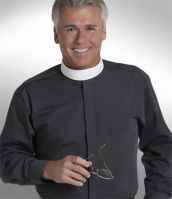 Men's Black Banded Collar Clergy Shirt Sizes 15-21