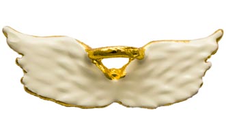 White Angel Wings Pin with Gold Halo
