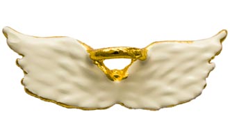 White Angel Wings Pin with Gold Halo