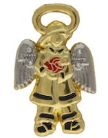 Firefighter Guardian Angel Gold Pin in Gift Box