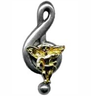 Musical  Angel G Clef Lapel Pin Gold & Silver