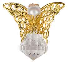 Crystal and Pearl Angel Pin 