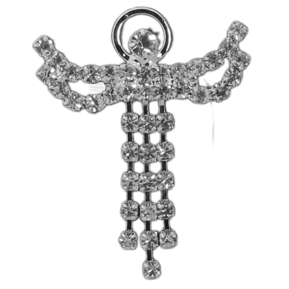 Rhinestone Angel Brooch Pin with Halo