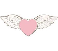 Pink Heart Angel Winged Heart Pin - Heart with Wings Pin