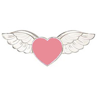 Pink Heart Angel Wings Pin