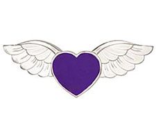 Purple Heart Angel Winged Heart Pin - Heart with Wings Pin