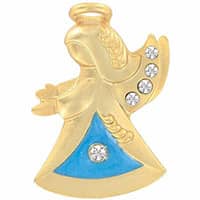Mom Guardian Angel Pin Gold with Crystal Accents