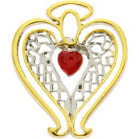 Healing Angel Red Crystal Heart Lapel Pin