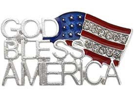 God Bless America Pin - American Flag Patriotic Brooch