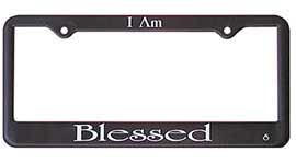 I am Blessed Car Plate Frame - Black