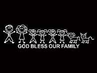 God Bless Our Family White Vinyl Decal For Auto