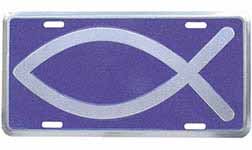 Christian Fish Blue Auto License Plate 