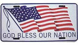 American Flag License Plate - God Bless Our Nation