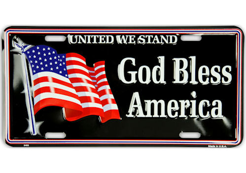 American Flag Novelty License Plate with  "God Bless America" 