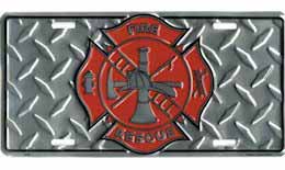 FireFighter Auto License Plate Diamond Plate