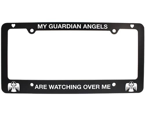 Black License Plate Frame Angel's Are Watching Over Me License Plate Holder 