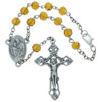 St. Anthony Topaz Auto Rosary Beads & Crucifix