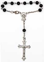 One Decade Rosary for Car Mirror, Car Rosary, Black Rosary Beads