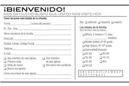 Pew Card Bilingual Welcome guest