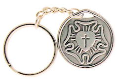 Lutheran Rose Silver Key Chain & Prayer