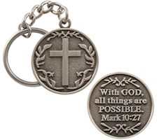 Mark 10:27 With God All Things Are Possible Cross Keychain