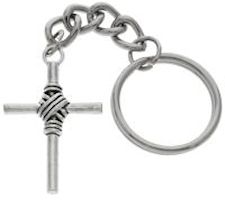 Silver Wrapped Cross Keychain Key Chain