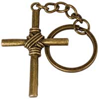 Bronze Wrapped Cross Key Chain