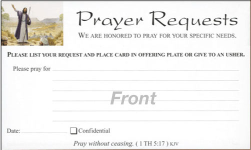 Churches Visitor and Prayer Dual Sided Card