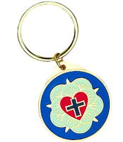 Lutheran Rose Key Chain Gold, Colorful