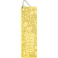 Faith Hope Love Gold Metal Bookmark