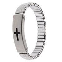 Silver Watch style Stretch Cross Bracelet