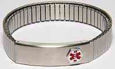 Silver Watch style Stretch Medical Bracelet 