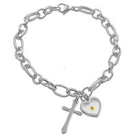 Cross & Heart Charm Bracelet Stainless Steel