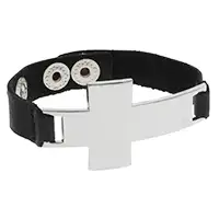 Youth Leather Sideways Cross Bracelet
